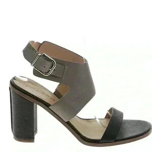Via Spiga gray and black ankle strap chunky heels 8.5